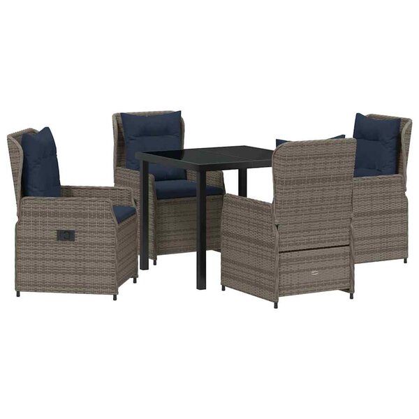 vidaXL Ensemble de salle à manger pour jardin 5 Pièces Gris Poly rotin