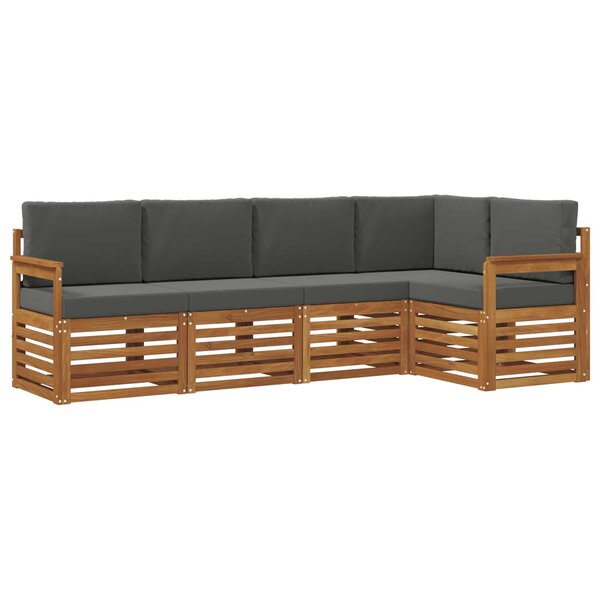 vidaXL Ensemble de canapés d'extérieur 5 pc Naturel et Anthracite