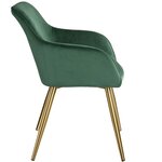 Lot de 2 chaises pieds doré siège de salon cuisine salle à manger design élégant vert 08_0000162