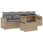 vidaXL Salon de jardin avec coussins 5 Pièces beige résine tressée