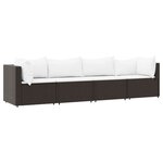 vidaXL Salon de jardin 4 Pièces avec coussins Marron Résine tressée