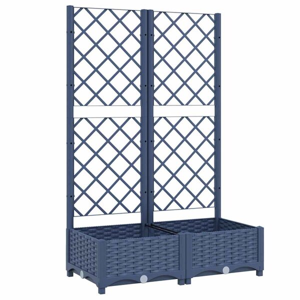 vidaXL Jardinière avec treillis bleu gris 80x40x121 5 cm PP