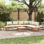 vidaXL Ensemble de banc de jardin avec coussin 4 Pièces Marron  Crème