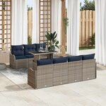 vidaXL Ensemble de canapé de jardin avec coussin 8 Pièces Gris Poly rotin
