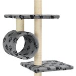 vidaXL Arbre à chat avec griffoirs en sisal 260 cm Gris Motif pattes
