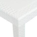 vidaXL Table de jardin Blanc 220x90x72 cm Plastique Aspect de rotin