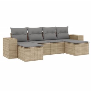 vidaXL Salon de jardin avec coussins 6 Pièces beige résine tressée