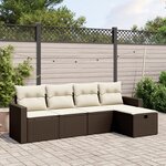 vidaXL Salon de jardin avec coussins 5 Pièces marron résine tressée