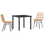 vidaXL Ensemble de salle à manger pour jardin 3 Pièces Marron Poly rotin