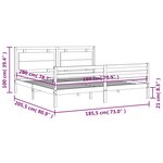 vidaXL Cadre de lit avec tête de lit blanc Super King Size bois massif