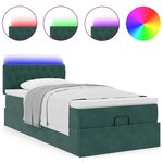 vidaXL Lit ottoman avec matelas et LED Vert foncé 90x200cm velours