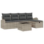 vidaXL Ensemble de canapé de jardin 6 Pièces Gris clair Poly rotin