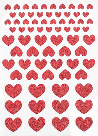 Stickers Coeurs Paillettes rouge de 0 6 à 1 7 cm 72 pièces