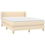 vidaXL Sommier à lattes de lit avec matelas Crème 140x190 cm Tissu