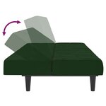 vidaXL Canapé-lit à 2 places Vert foncé Velours