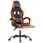 vidaXL Chaise de jeu avec repose-pied Noir et orange Similicuir