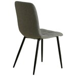 Lot de 6 chaises de salle a manger en tissu aspect lin gris  pieds metal noir