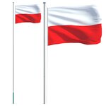 vidaXL Drapeau de la Pologne et mât 6 23 m Aluminium