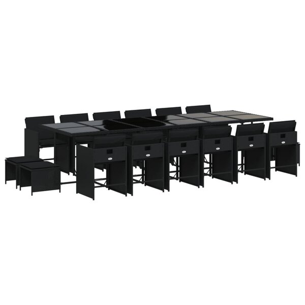 vidaXL Ensemble à manger de jardin 17 Pièces coussins noir résine tressée