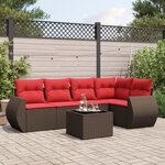 vidaXL Salon de jardin 6 Pièces avec coussins marron résine tressée