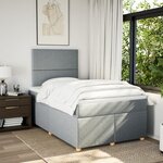 vidaXL Sommier à lattes de lit et matelas gris clair 120x190 cm tissu