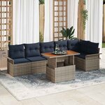 vidaXL Ensemble de canapé de jardin 7 Pièces gris et bleu marine