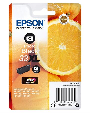 Black 33xl  encre noir  cartouche oranges encre claria premium photo (xl) epson