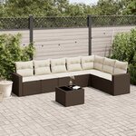 vidaXL Salon de jardin 8 Pièces avec coussins marron résine tressée