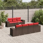 vidaXL Salon de jardin 8 Pièces avec coussins marron résine tressée