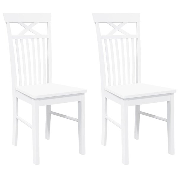 vidaXL Chaises à manger 2 Pièces blanc bois massif caoutchouc