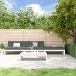 vidaXL Salon de jardin 4 Pièces avec coussins blanc bois massif