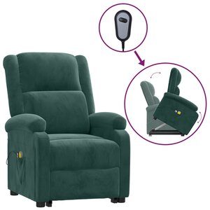 vidaXL Fauteuil de massage Vert foncé Velours