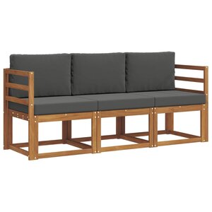 vidaXL Ensemble de canapés d'extérieur 3 Pièces Naturel et Anthracite