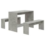 vidaXL Ensemble à manger 3 Pièces Gris béton Bois d'ingénierie