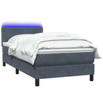 vidaXL Sommier à lattes de lit et matelas et LED gris foncé 90x210 cm velours