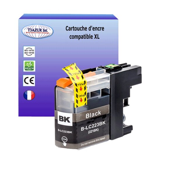 T3AZUR- Cartouche compatible avec Brother LC223 XL pour Brother MFCJ4420DW  MFCJ4425DW  MFCJ4620DW  MFCJ4625DW  MFCJ480DW  MFCJ5320DW Noire