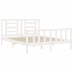 vidaXL Cadre de lit avec tête de lit blanc 160x200 cm bois massif