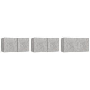 vidaXL Meubles TV suspendus 3 Pièces Gris béton 60x30x30 cm