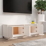 vidaXL Meuble TV Blanc 110x34x40 cm Bois de pin massif