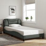 vidaXL Cadre de lit avec LED sans matelas Hvar gris foncé 100x200 cm tissu