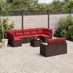 vidaXL Salon de jardin 10 Pièces avec coussins marron résine tressée