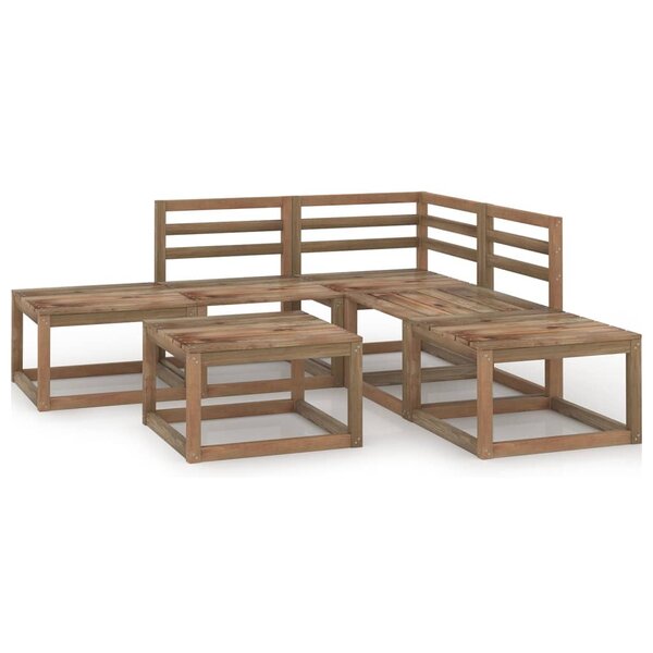 vidaXL Salon de jardin 6 Pièces Marron Bois de pin imprégné