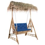 vidaXL Balancelle 2 places feuilles de palmier et coussin 202cm Bambou
