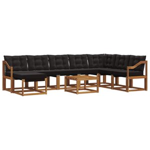 vidaXL Ensemble de canapés d'extérieur 9 pc Naturel et noir