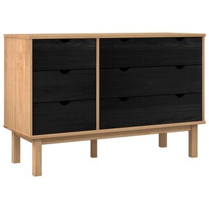 vidaXL Armoire à tiroirs avec tiroir OTTA Noir 111 x 43 x 73 5 cm