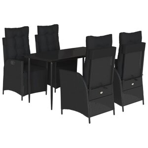 vidaXL Ensemble à manger de jardin coussins 5Pièces Noir Résine tressée