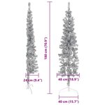 vidaXL Demi sapin de Noël artificiel mince avec support Argenté 180 cm