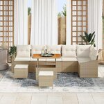 vidaXL Ensemble de canapé de jardin 9 Pièces Beige  Crème 90 x 55 x 71 cm
