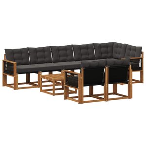 vidaXL Ensemble de canapés d'extérieur 9 Pièces Naturel et noir
