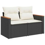vidaXL Salon de jardin 4 Pièces avec coussins noir résine tressée